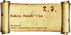 Kubis Honória névjegykártya